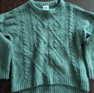 Abercrombie Girls Cozy Green Cable Knit Sweater